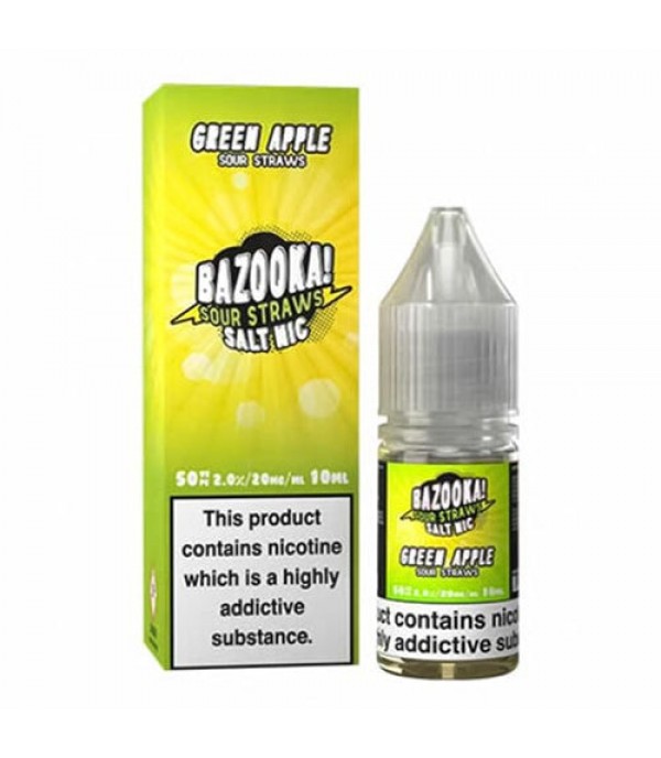 Green Apple Sour Straws 10ml Nic Salt By Bazooka